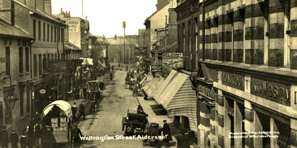 aldershot high street 1950's black and white photo