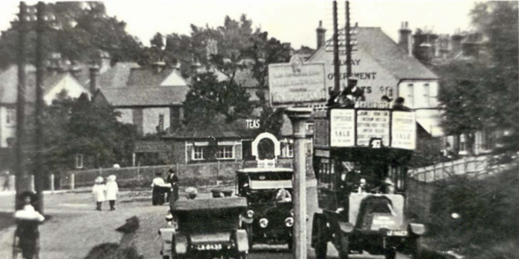 farnborough with old cars and buildings
